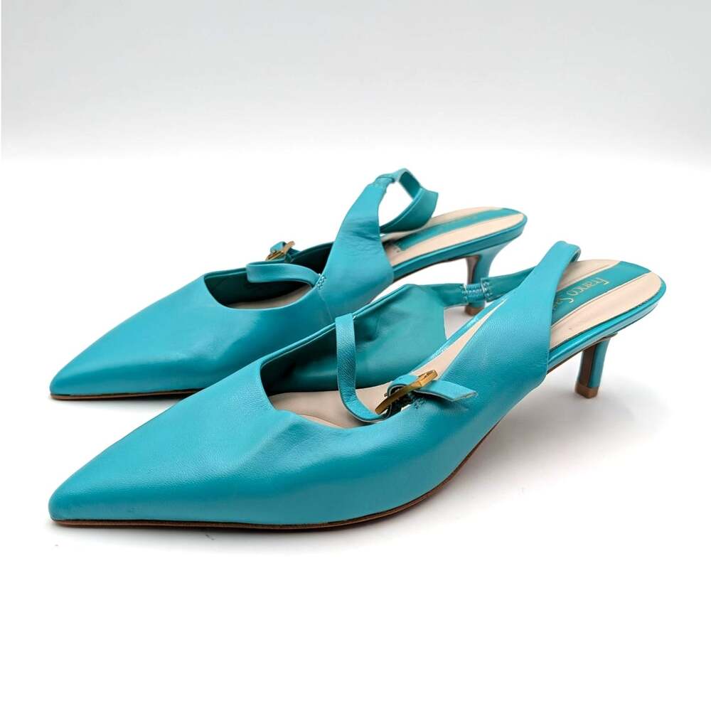 Franco Sarto Khloe Slingback Mary Jane Kitten Heel Pump Teal Size US7W EU37